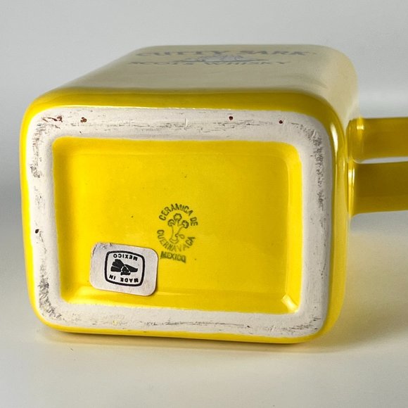 Vtg Cutty Sark Scots Whisky Pitcher Yellow Ceramic Square Man Cave Barware - Picture 8 of 11